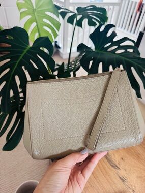 Cuyana Leather Wristlet Pouch in Taupe